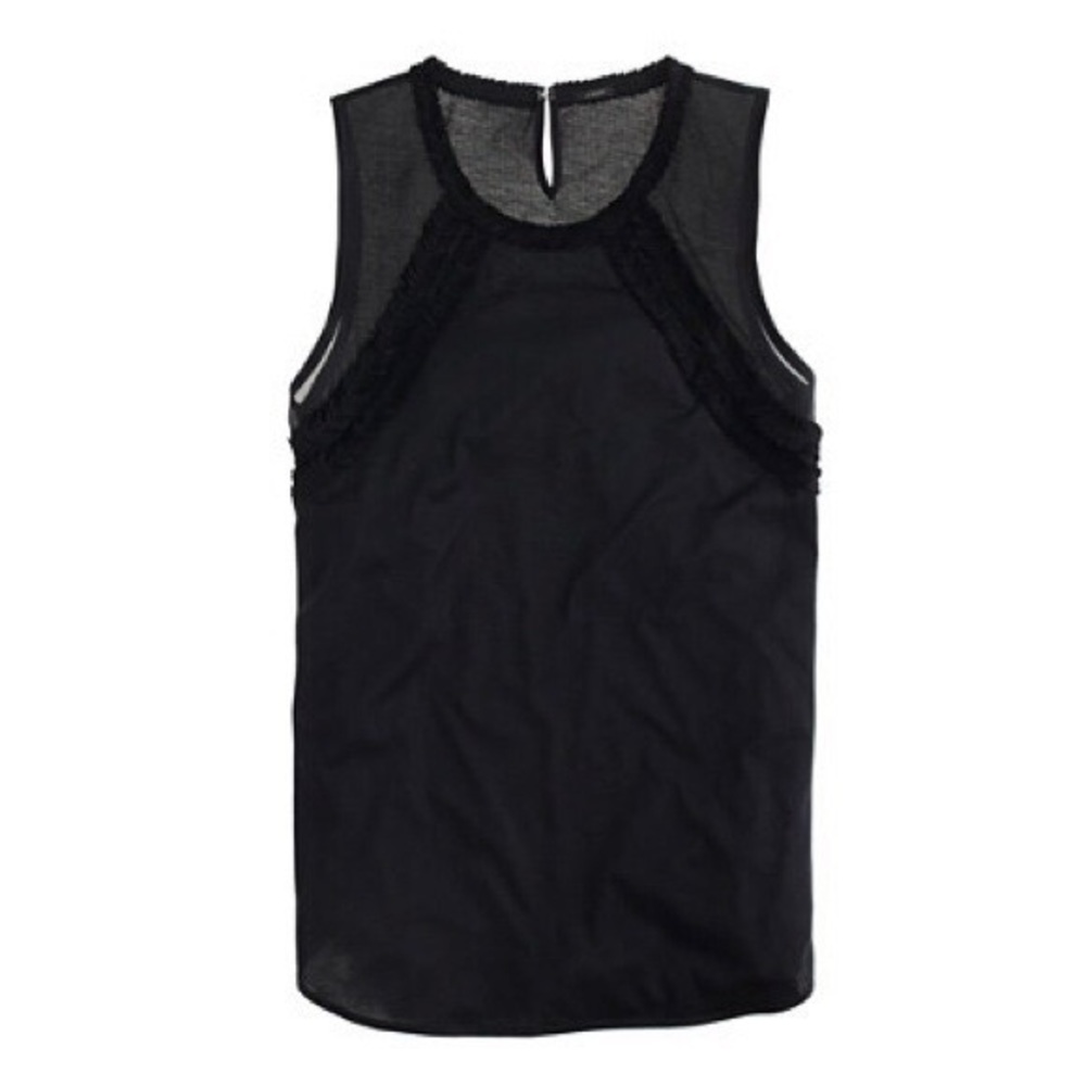J. Crew Black Petal Silk Blend Sleeveless Top